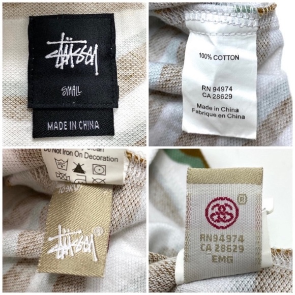 STUSSY Camouflage Print Casual Polo Shirt in White with Brown Size S - Picture 5 of 8